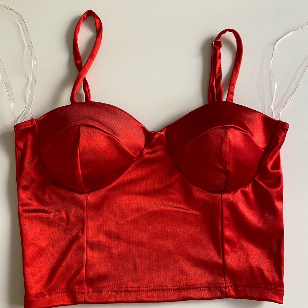 Red Silk Crop Top